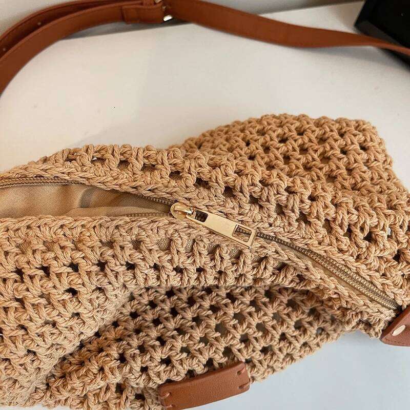 Women Cotton Thread Weaving Handbag Summer New Woven Shoulder Bag Seaside Vacation Beach Bags Bohemian Style Tote Bags