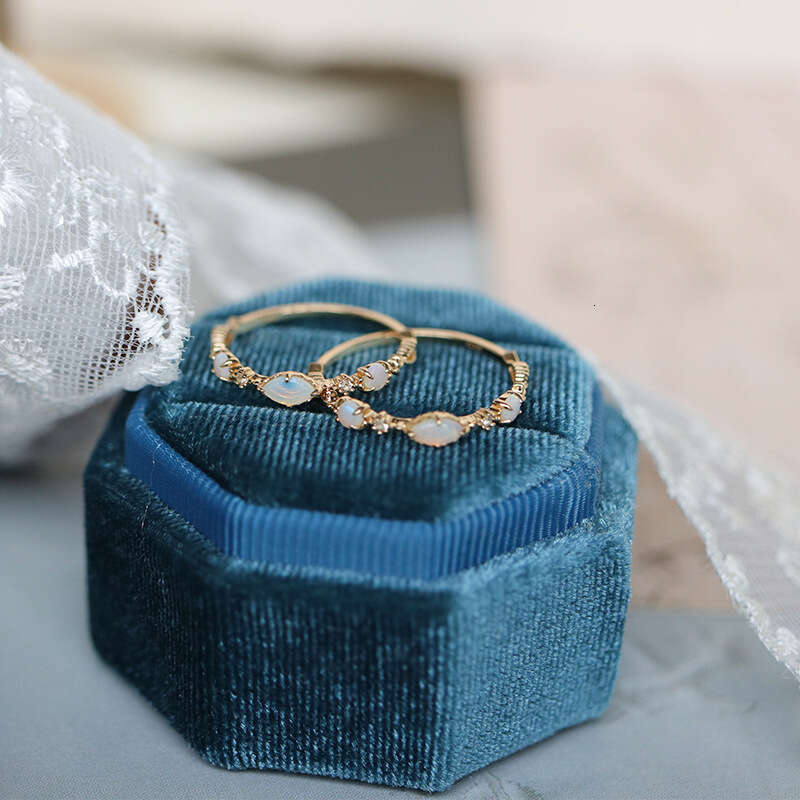 Light Luxury Style Palace Natural Opal Protein Stone Hollow Pattern Ring for Women Ins