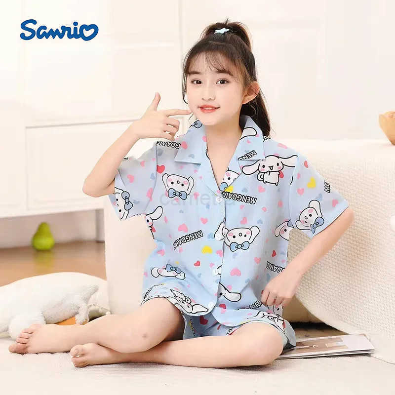 Sanrio Summer Pajamas 2024 New Childrens Home Service Suit Little Girls Short-Sleeved Shorts Summer Air-Conditioned Clothes XJ250618XJ250618
