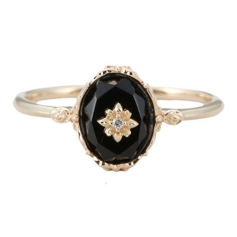 Arkado Same Style Inlaid Anti-Black Agate for Women Ins Light Luxury Niche Open Ring