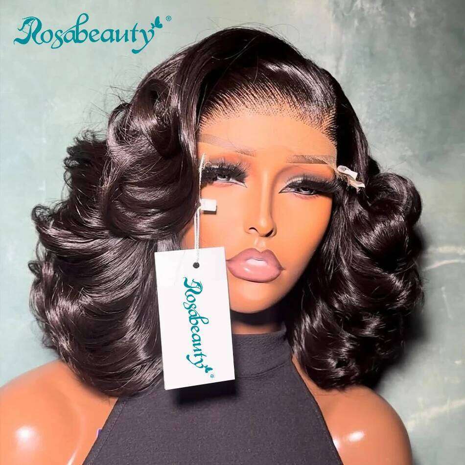 Brazilian 250% Short Bob 13x6 HD Transparent Front Body Wave 13x4 Lace Frontal Human Hair Wavys 5x5 Closure Wig For Women