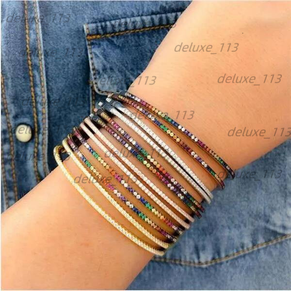 2021 New Fashion Trendy European Women Jewelry Micro Pave Rainbow CZ Thin Bangle Bracelet Wholesale