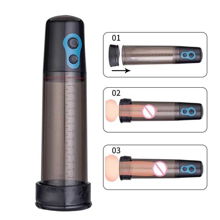 Electric Penis Pump for Men Male Masturbator Penis Extender Penile Vacuum Pump Penis Enlargement Enhancer Massager Ring Sex Toys W250618