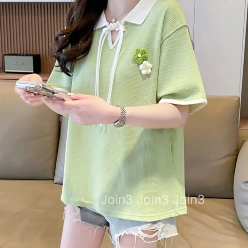 Summer Outfit Womens Polo Graphic Female Tee Short Sleeve T-shirt Y2k Fashion Luxury Aesthetic on Offer Casual Tops T-shirts