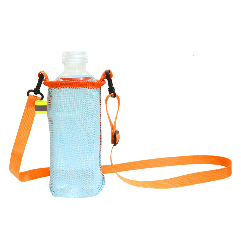 Outdoor Crossbody Water Bottle Pouch Mesh Shoulder Strap Travel Portable Drink Milk Tea Storage Bag