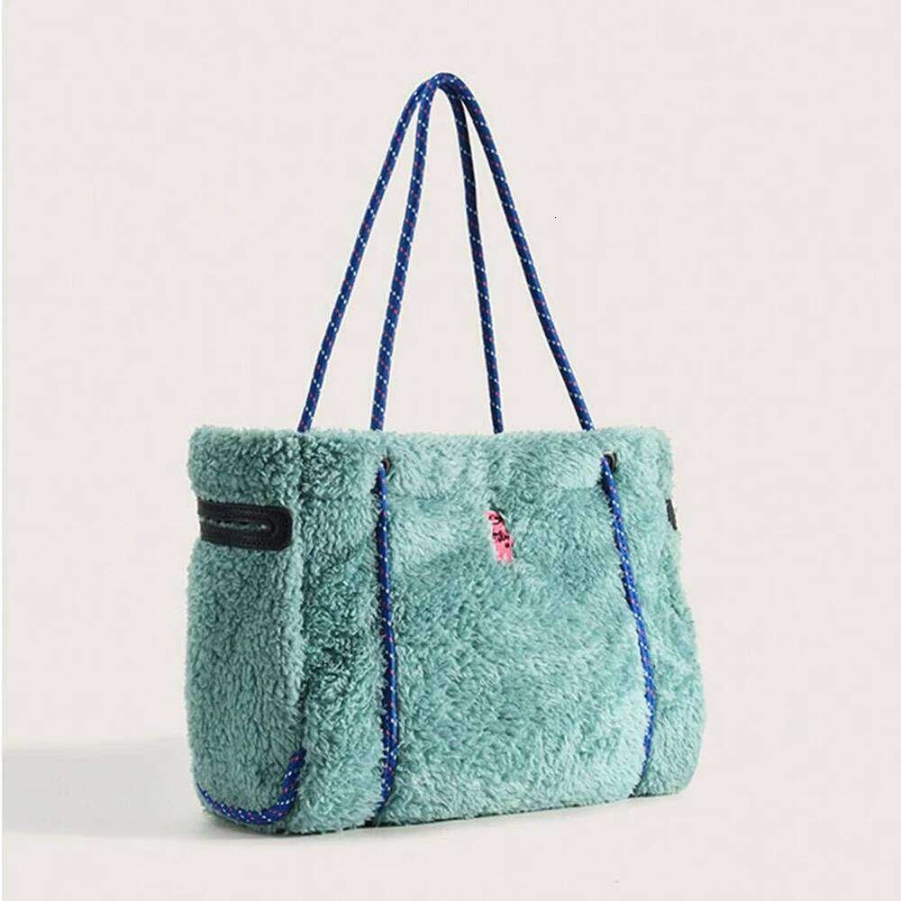 Soft Plush Tote Rope Handle Shoulder Bag Large Faux Fur Handbag Winter Warm Fluffy Shopper Bags For Women 2021 New