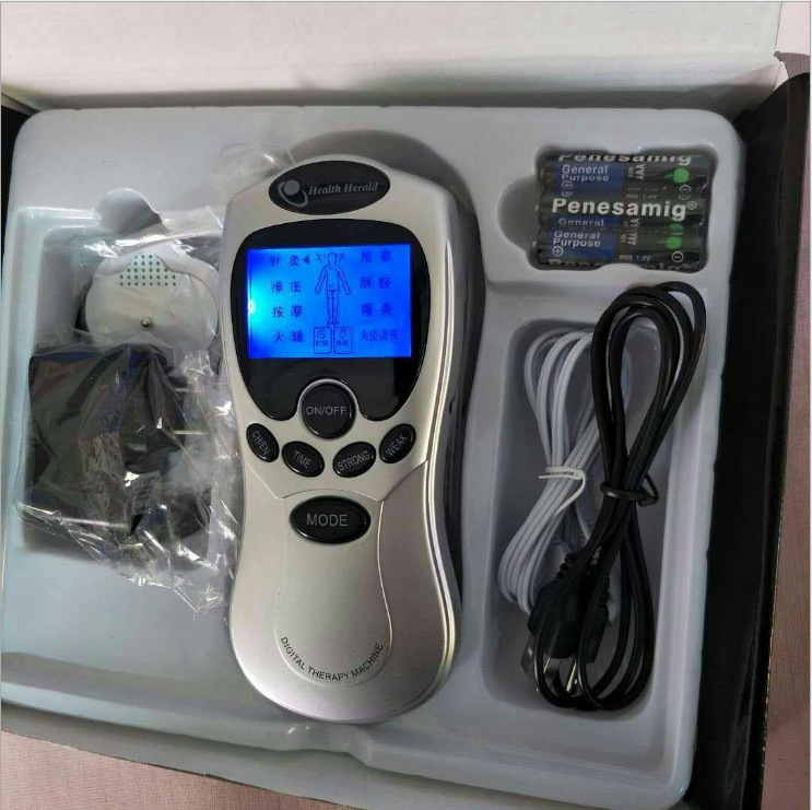 whole English key Dual input Electrical Stimulator Full Body Relax Muscle Massager,Pulse tens Acupuncture +20 pads LY191203