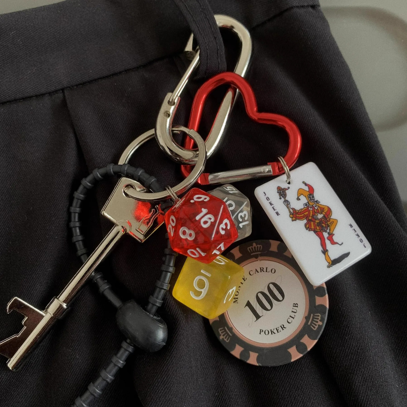 Las Vegas Casino style dice Key Chain Bottle opener Hangings playing cards Backpack pendant 250618