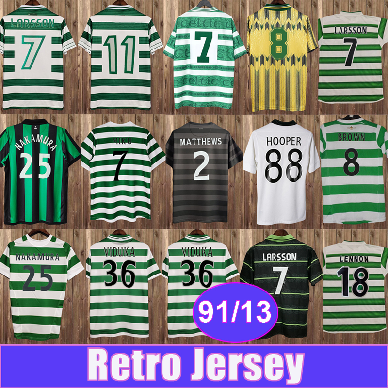 1991 2013 LARSSON Retro Mens Soccer Jerseys NAKAMURA KEANE VIDUKA MORAVCIK MJALLBY BRATTBAKK Home Away Vintage Football Shirts