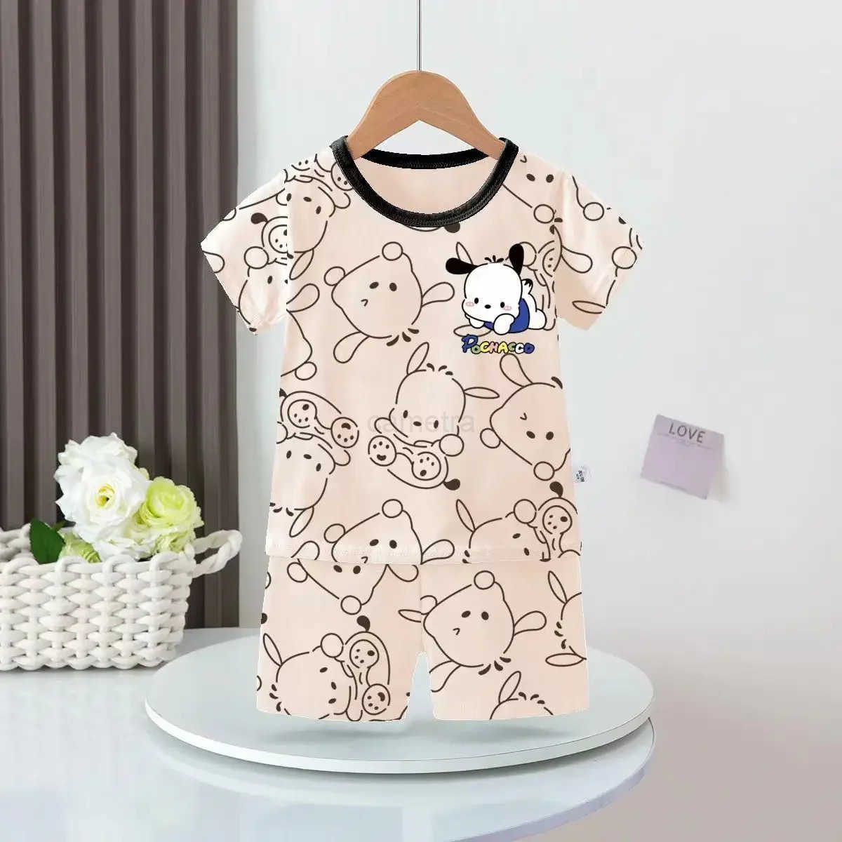 Sanrio 2025 New Girls Pajamas Spring Summer Short Sleeve Thin and Breathable Homewear Set Lightweight Sleepwear for Kids XJ250618XJ250618