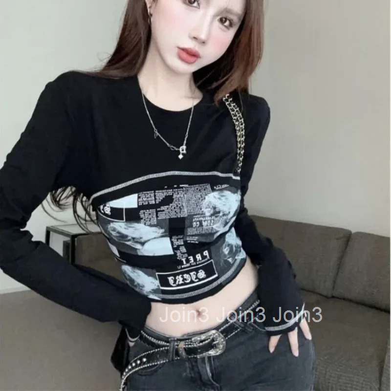 Slim Cotton Womens Long Sleeve T-shirt Crop Top Female Basic Korean Style Tee Y2k Fashion Korea Vintage 90s Reviews Clothes Yk2