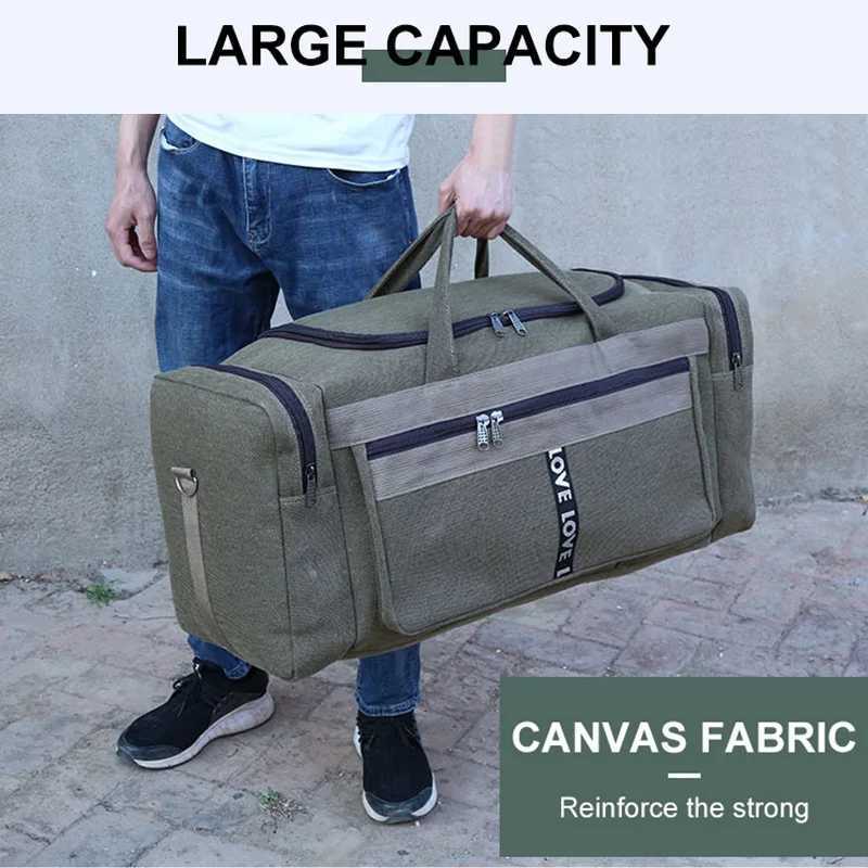 Large Canvas Travel Duffel Bag Waterproof Mens Shoulder Luggage Storage Bags Outdoor Training Fitness Sports Handbag XA927D W250618