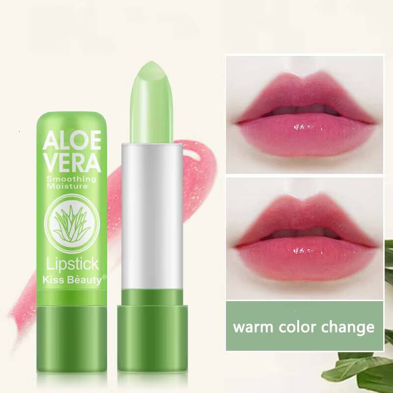 1pcs Aloe Vera Moisturizing Lipstick Lasting Nutritional Repair Lipsticks Anti Drying Color Changing Waterproof Natural Lip Care happy