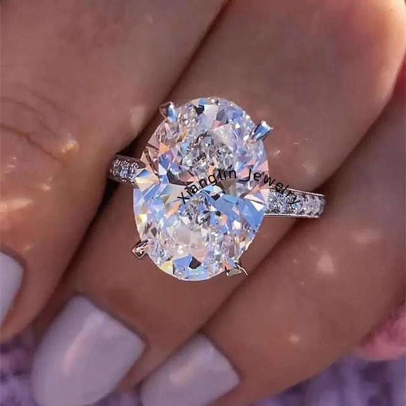 5CT White Moissanite Diamond Engagement Ring Brilliant Oval Cut Wedding Gift Anniversary Gift Gifts for Women