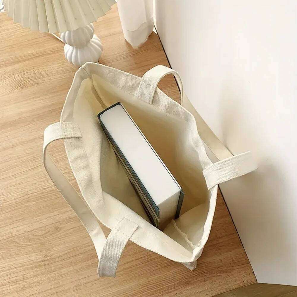 Women's Cute Canvas Tote Reusable Cotton For Lunch Shopping And Beach, LABUBU Cartoon Pattern Shoulder Bag