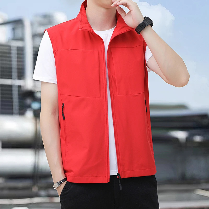 Mens Vest for Spring and Autumn Sleeveless Workwear with Multiple Pockets Loose-Fitting Vest for Summer Wear Thin Vest for Casual Wear 250617