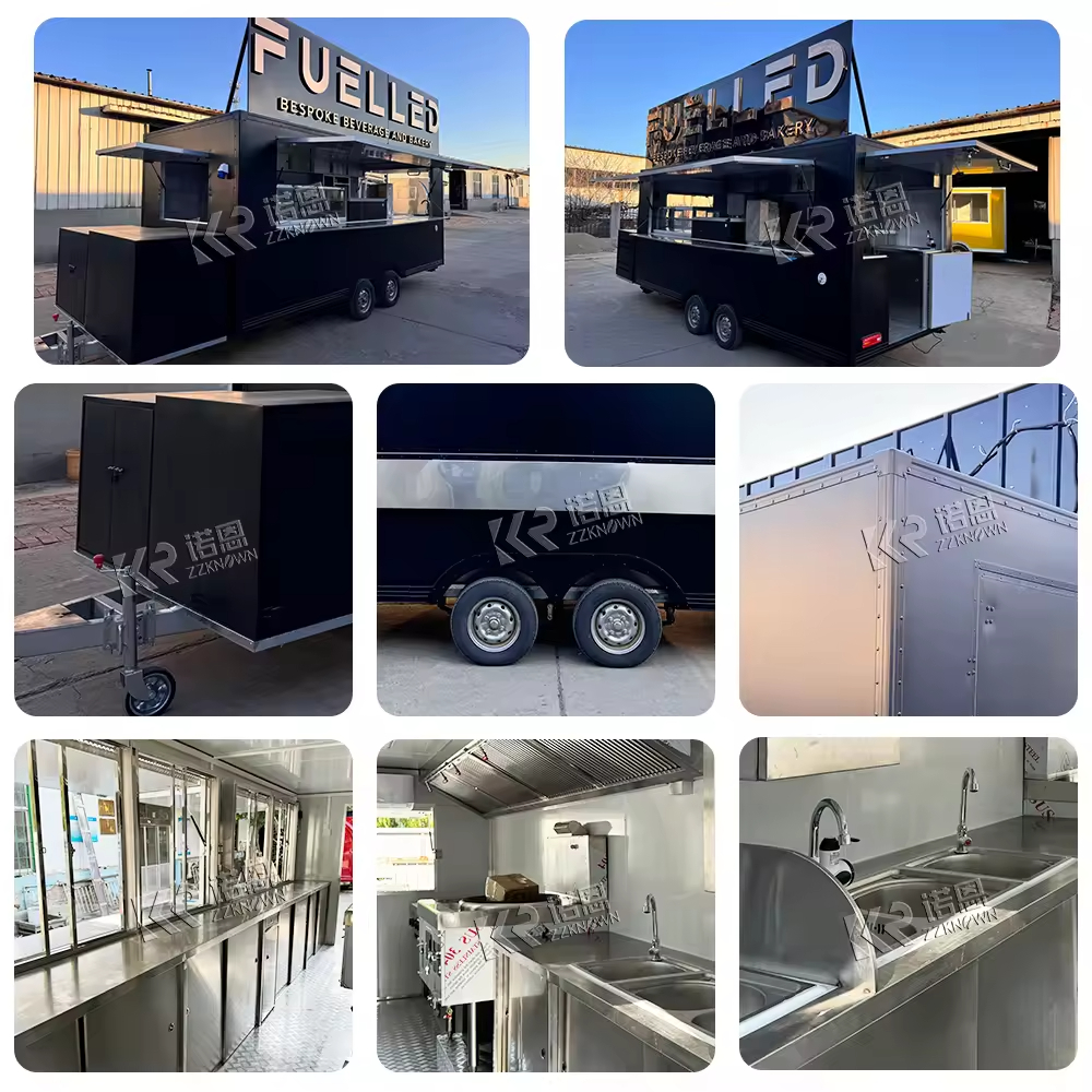 Mobile Coffee Food Cart Truck BBQ Ice Cream Food Trailer Restaurant Fully Equipped Street Restaurant Catering Fast Food Trailer For Sale
