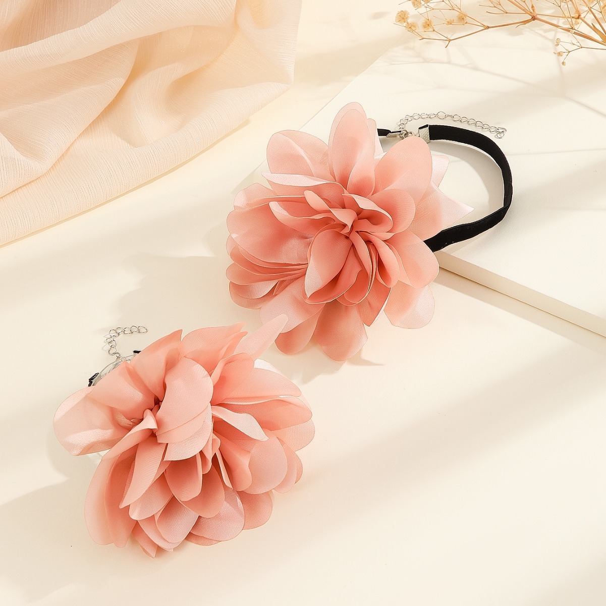 Super Fairy Fabric Rose Flower Necklace Fashion Personality Bracelet Elegant Versatile Sweet Cool Style Women's Accessories