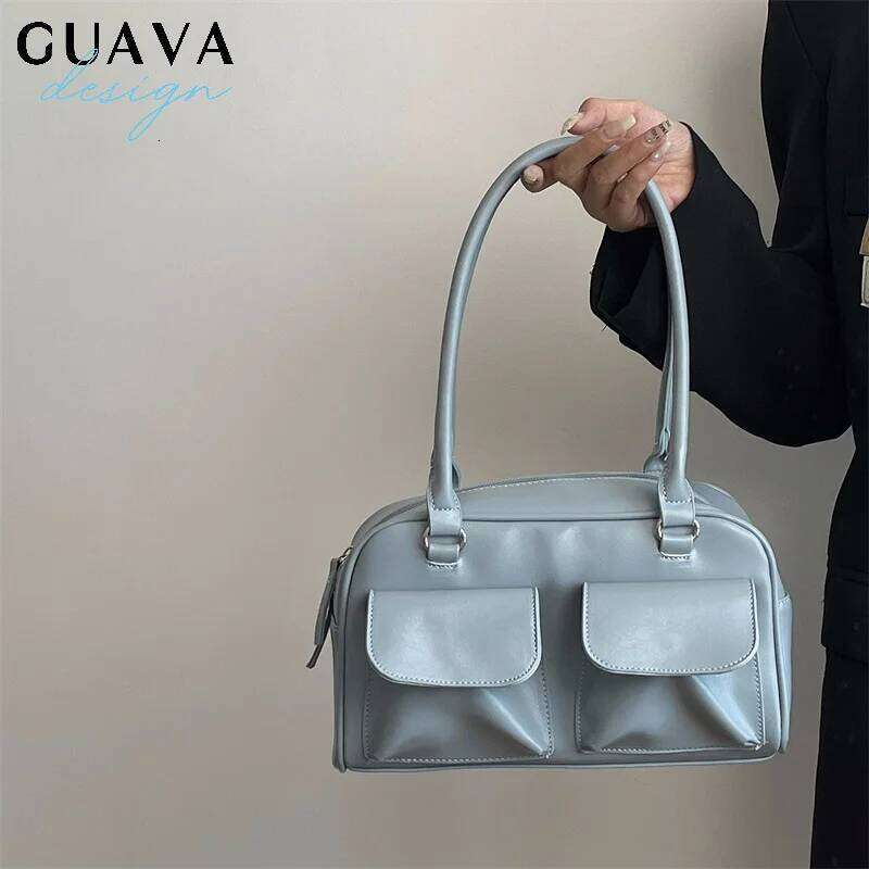 Lux Trendy Street Korea Designer Bowling Box Handbag For Women Boston Tote Pu Leather Bag Female Accessory