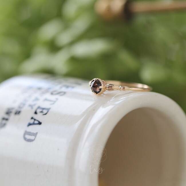 Amber Peninsula Zen Aesthetic Simple High-end Natural Citrine Rose Cut Luxury Ring