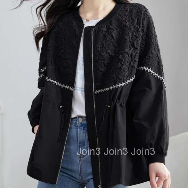Splicing Drawstring Female Coat Zip-up Womens Jackets Great Sale Youthful Pretty New Products Harajuku Clothing Promotion Cheap