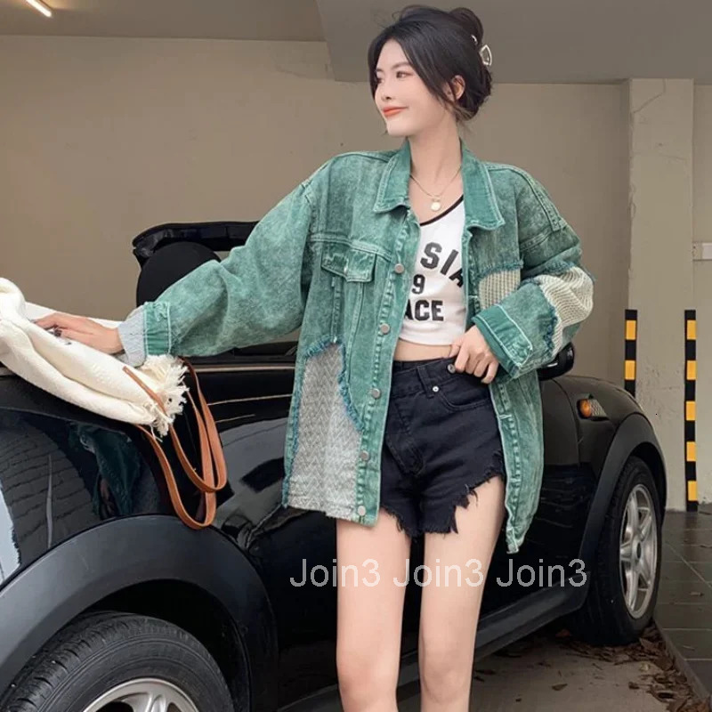 Hole Sale Korean Popular Clothes Ripped Cowboy Coat Woman Long Sleeve Original New In 2025 Models Cheap Denim Jacket for Women