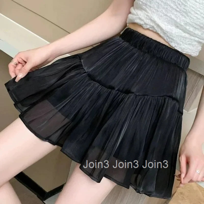 Short High Waist Mini Patchwork Ruffle Skirts for Women Premium Clothing Trend 2025 Korean Fashion New in Stylish V Woman Skirt