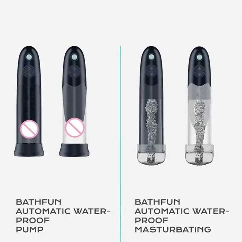 New Male Penis Pump Water Bath Penis Enlargement Vacuum Pump Electric Masturbator Cup Penile Delay Training with Spa Sex Machine W250618