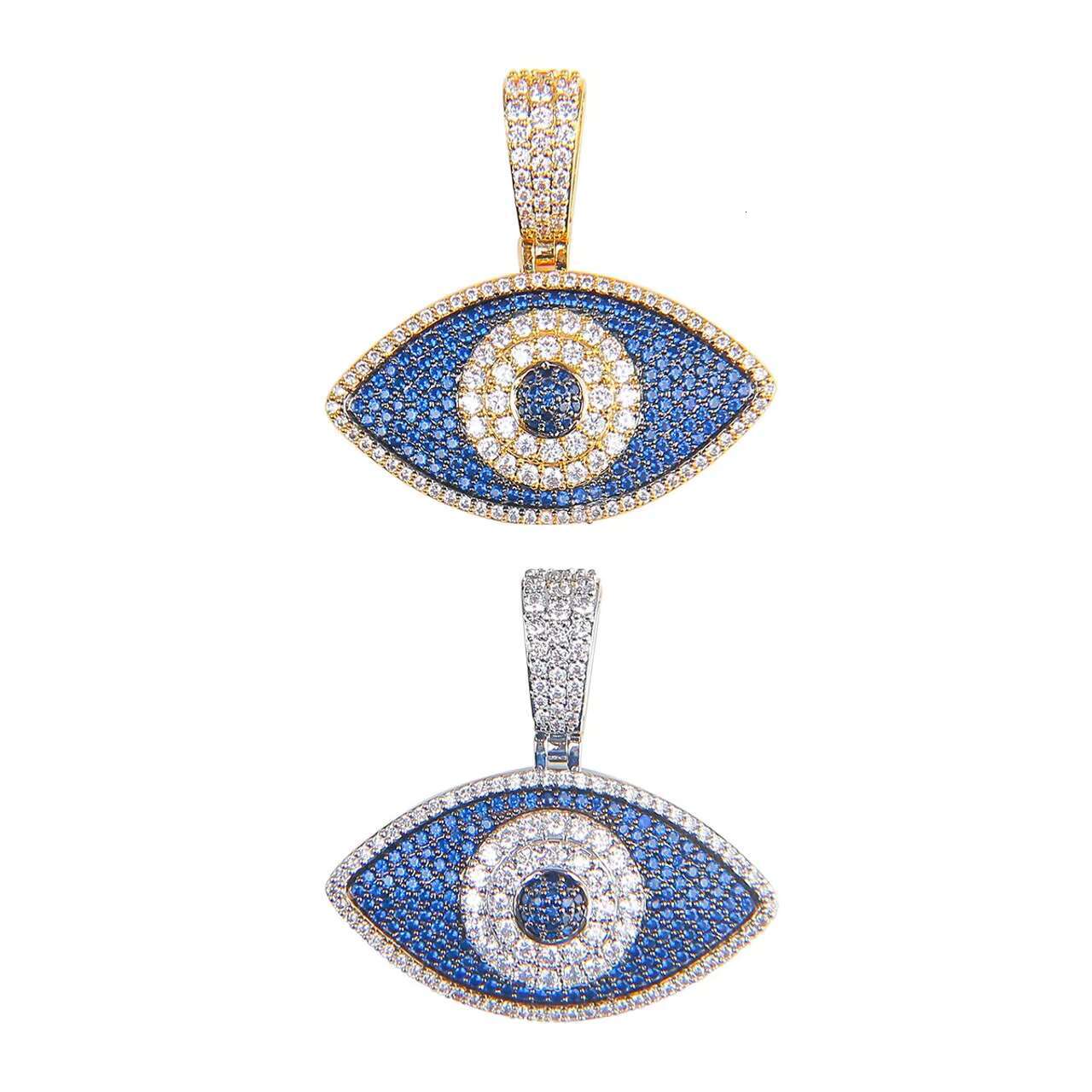 High Quality 18K Gold 925 Silver Plated Lucky Eye Pendant Moissanite Hip Hop Necklace with Turkish Jewelry Charms