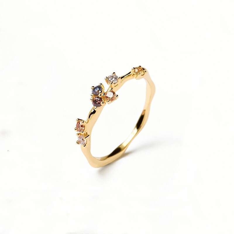 Spanish PD Exquisite Sparkling Seven Diamond Zircon Light Luxury Style Elegant Gold Versatile High-end Ring
