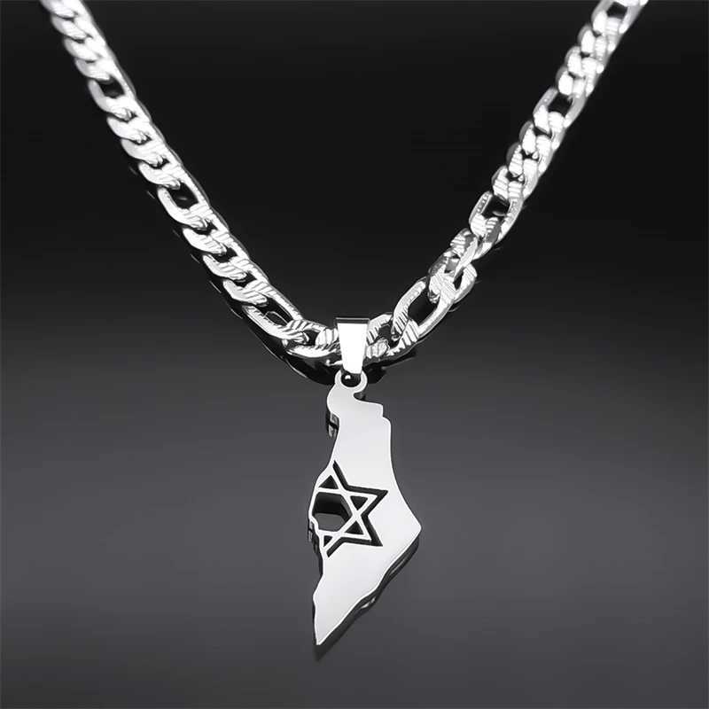 Israel Hexagram Magen Star of David Country Map Pendant Necklace for Men Women Stainless Steel Chain Necklaces Jewelry NXS05 W250618