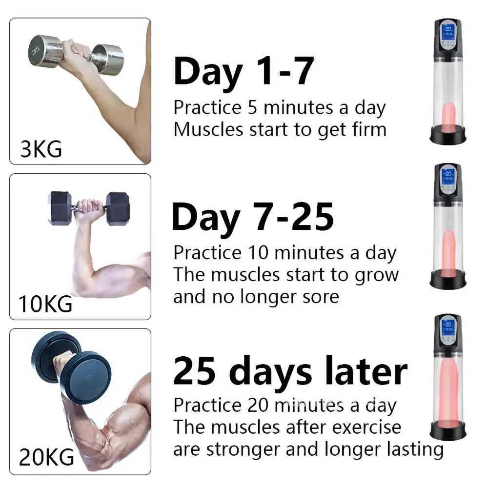 Electric Vacuum Penis Pump Mens Sex Toy Penis Extender Sucking LED Display Rechargeable Cock Training Penis Extension 18+ W250618