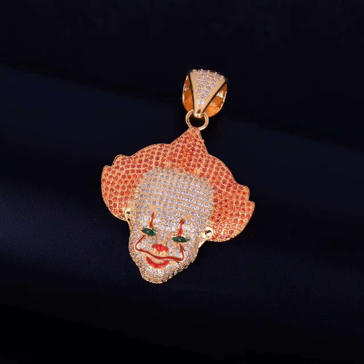18K Gold .925 Moissanite Killer Clown Hip Hop Pendant with Chain Necklace Flooded Ice Style