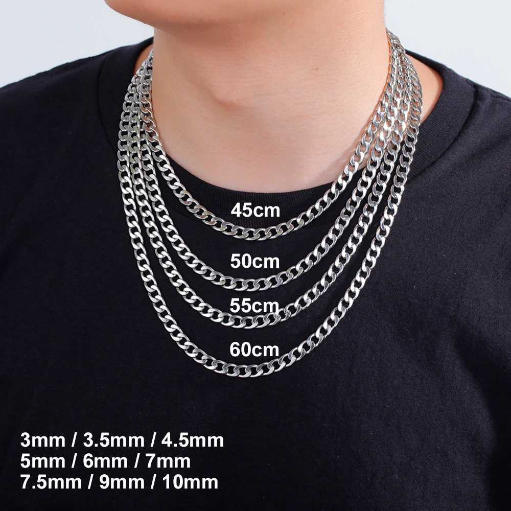 My Shape 3mm-10mm Cuban Chain Stainless Steel Necklaces for Men Male Chains Figaro Box Chain Choker Punk Jewelry 45cm 50cm 60cm W250618