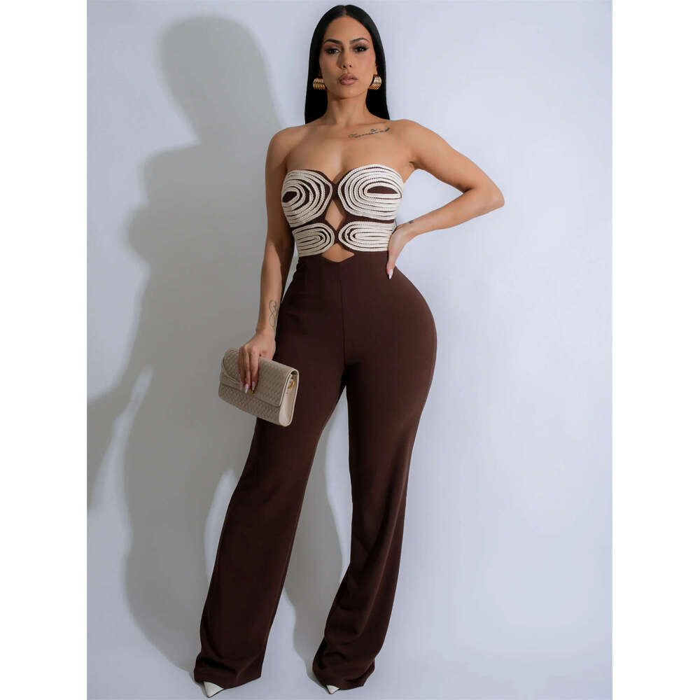 New Elegant Fashion Slim Fit Tube Top Backless Sexy Long Pants Jumpsuit Women's Clothing B5