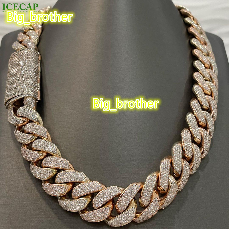 Hip Hop Miami Cuban Necklace 925 Sterling Silver VVS Moissanie Diamond Cuban Link Chain Iced Out Fine Jewelry Charm for Men