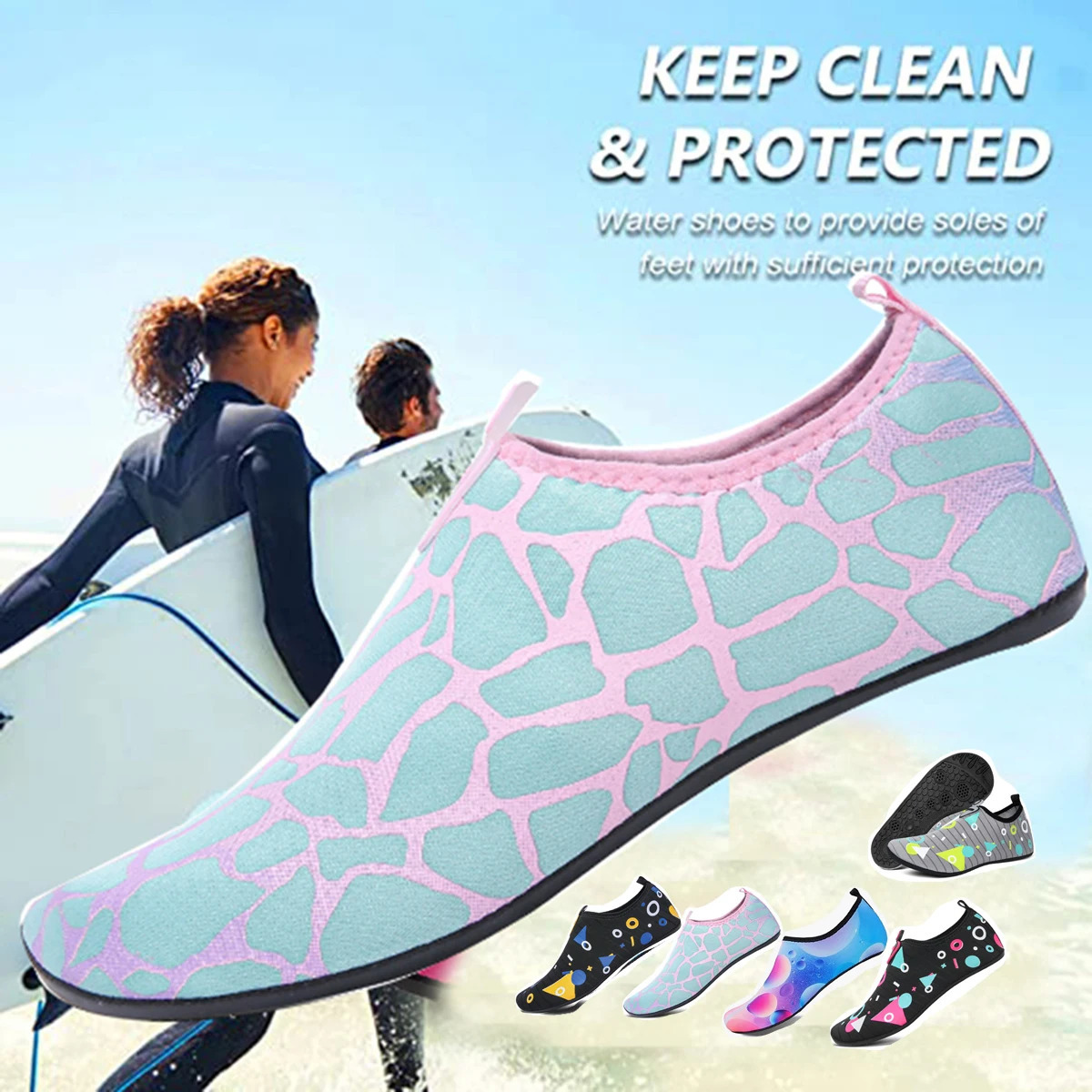 Quick Dry Water Shoes Rubber Sole Diving Shoes Unisex Beach Swimming Diving Socks Non-Slip Seaside Surfing Adult Kids Socks 250613