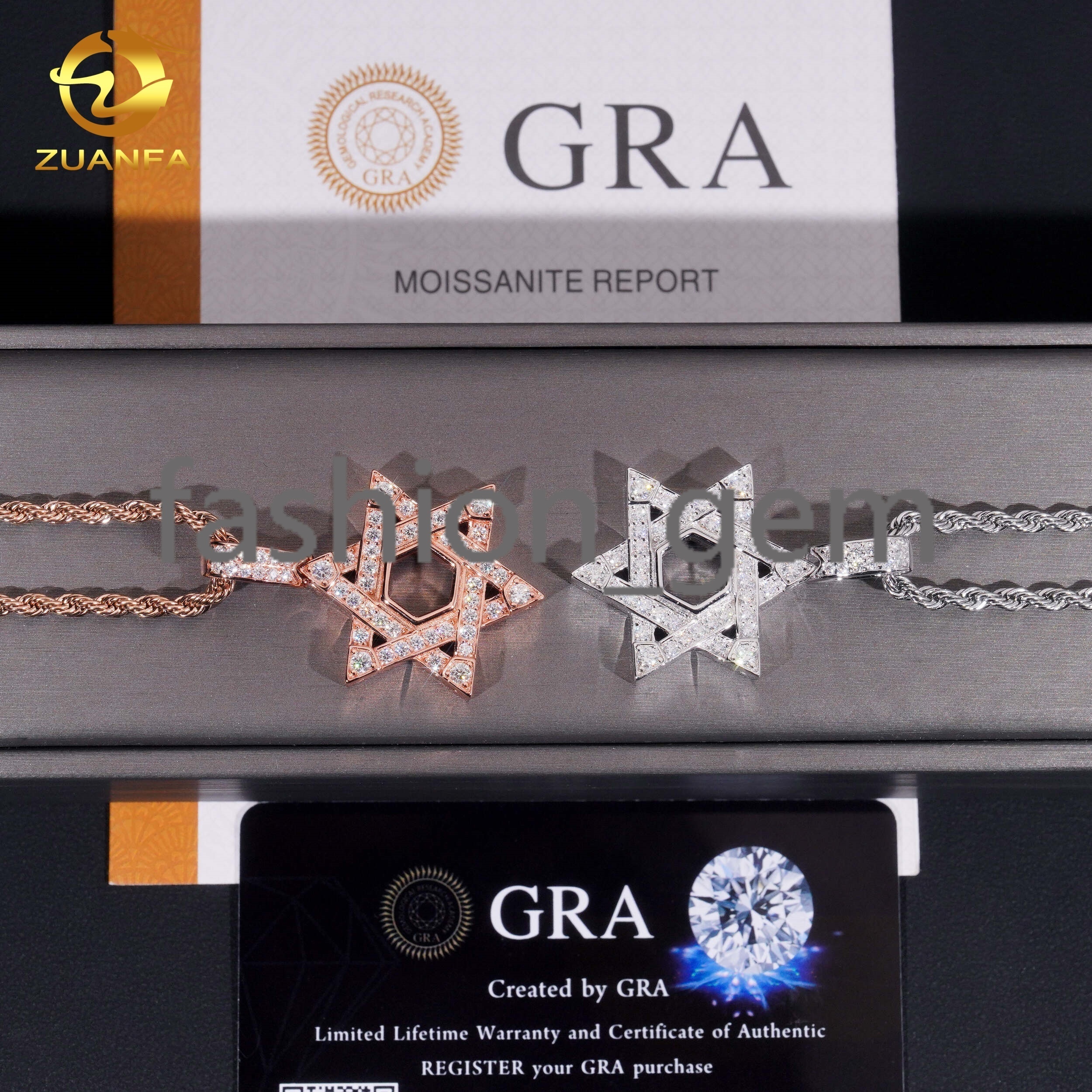 Fast Shipping Iced Out Moissanite Hip Hop Jewelry David Star Pendant Sterling Silver 925 Moissanite Charm Pendant Best Gift