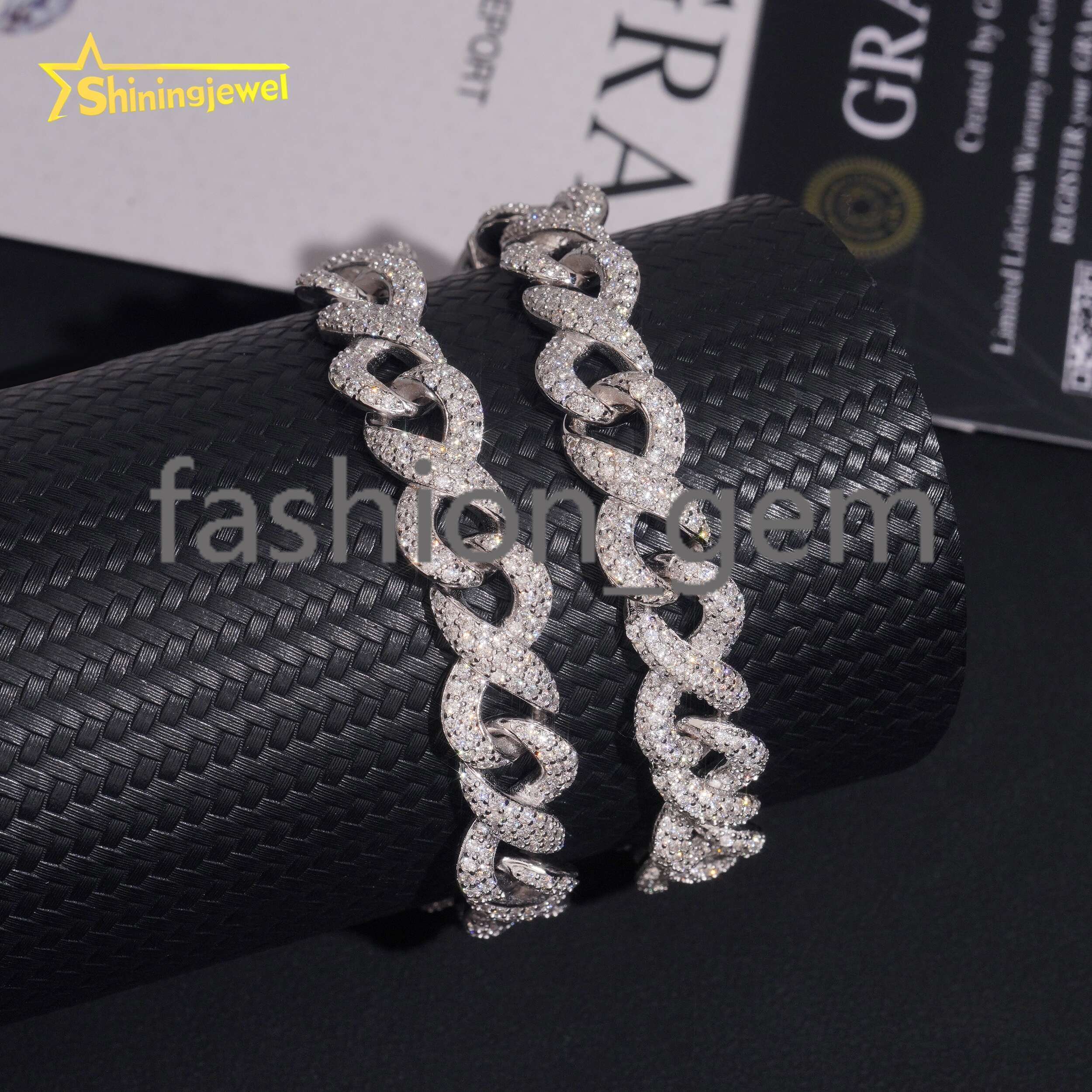 Cuban Link 7-8 Inches Moissanite Lab Diamond Chains Cuban Link Bracelet 925 Chain Iced Out Jewelry Bracelet Men