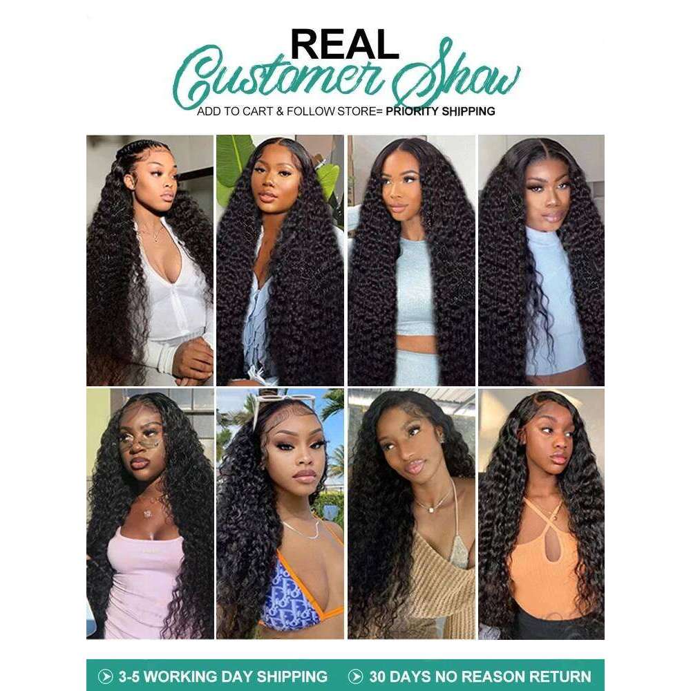 300 Density Curly Wigs Human Hair Deep Wave Lace Frontal Wig Glueless 5x5 Closure Brazilian Wet and Wavy For Women