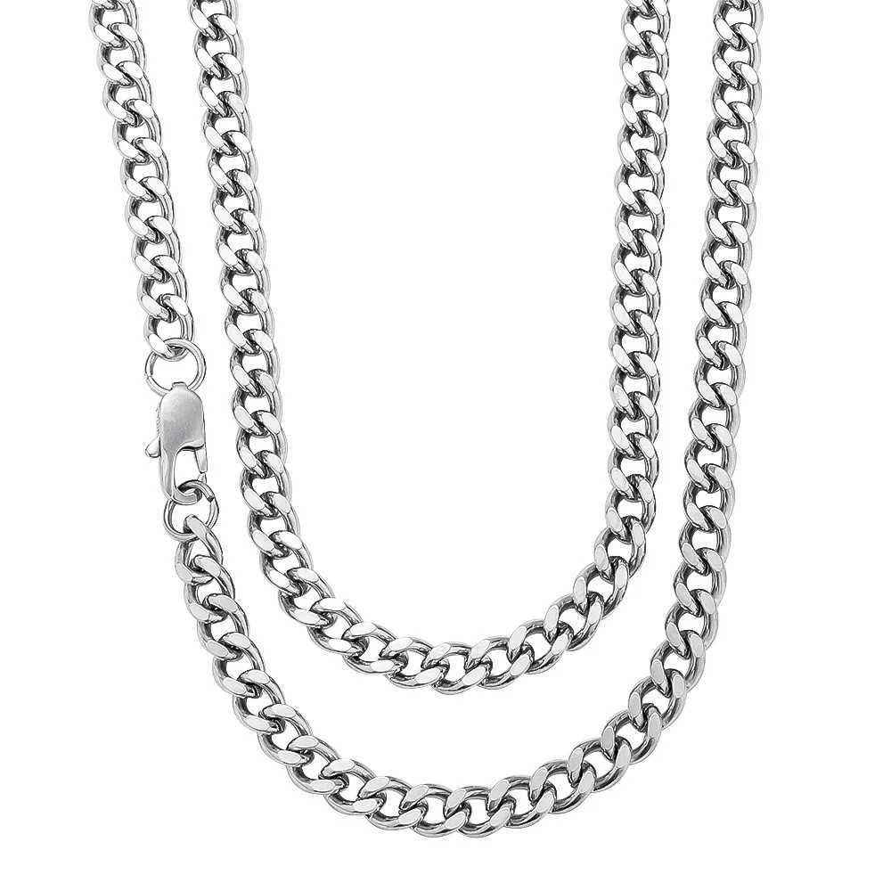 Basic Punk Stainless Steel 357mm Curb Cuban Necklaces For Men Women Black Gold Color Link Chain Chokers Solid Metal Jewelry W250618