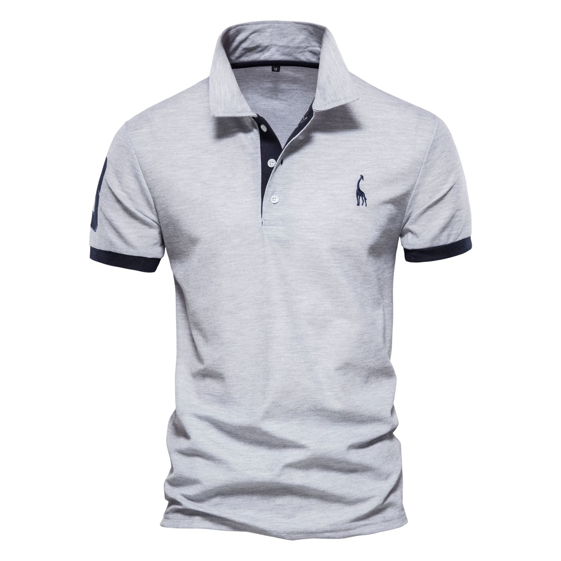 designer polo Men's polo shirt with deer embroidery, short-sleeved red ground mesh lapel T-shirt European code: S-3XL