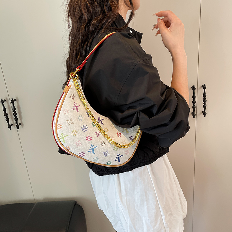 Free shipping 2025 new design elegant party women's shoulder bag fashionable printed chain crossbody bag