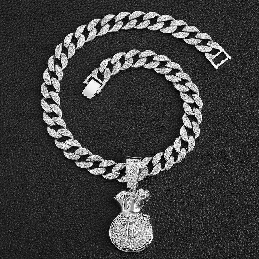 Small And New Pendant Street Hip Hop Full Dia Personalized USD Symbol Money Bag Cuban Chain Jewelry