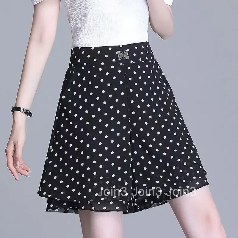 Baggy Skirt Pants High Waist Shorts for Women Woman Short Chiffon Black Loose Culotte Outdoor Youthful 2000s Clothes Y2k Casual