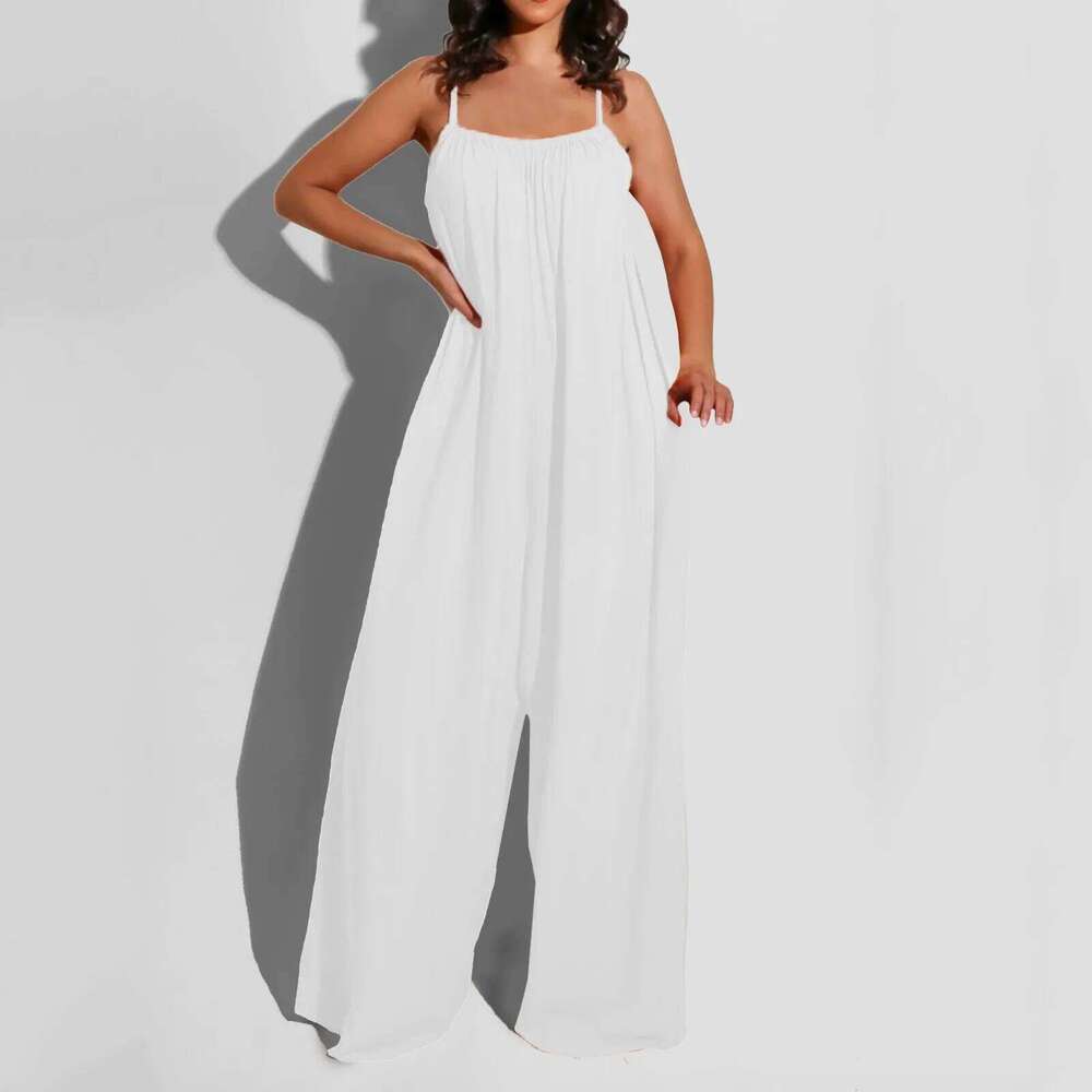 Wear Summer Sexy Backless Suspender Wide Leg Pants Casual Loose Elegant Women Straps Jumpsuit