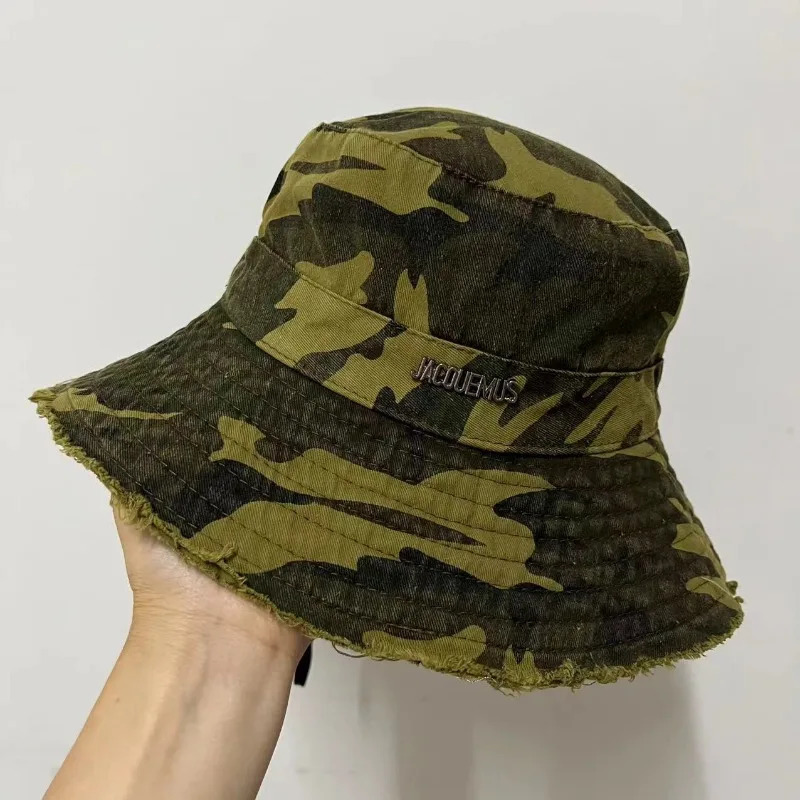 Camouflage Stripes Womens Fishermans Hat Outdoor Foldable Bucket Hat Sunscreen Travel Mountaineering Fashion Beach Hat 250618