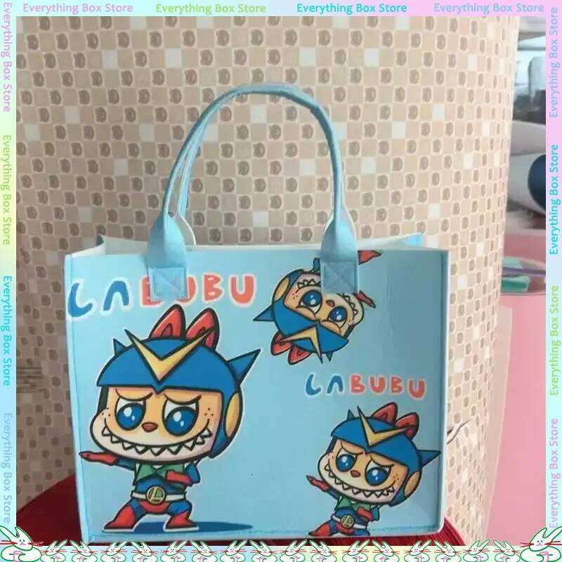 Cute Cartoon Labubu Large Capacity Felt Tote Women's Handbag Shoulder Stylish Shopping Bag For Ladies