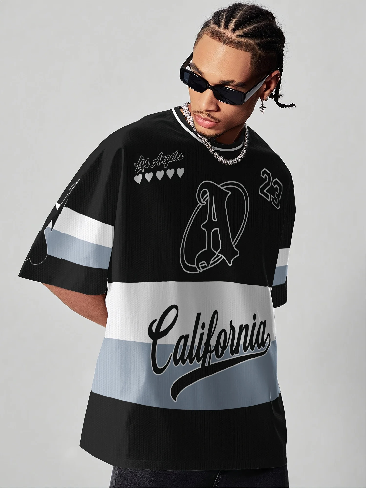 Summer 2025 mens Tshirt Casual breathable roundneck alphanumeric printed jersey polyester 250616