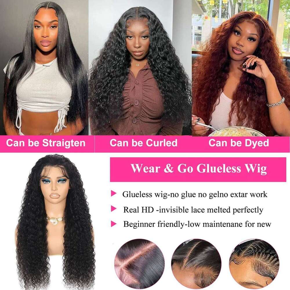 200% Wear Go 6x4 5x5 4X4 Glueless Wigs Human Hair Pre Cut Closure Brazilian Deep Wave 13x4 13x6 Lace Frontal Wig